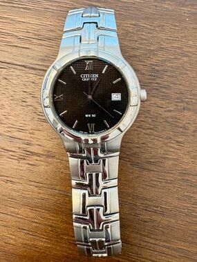 Citizen Silver Bracelet Watch with Black Dial